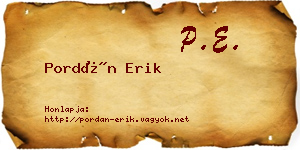 Pordán Erik névjegykártya